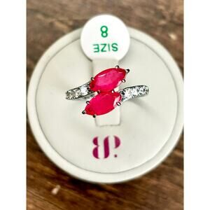 Bomb Party RBP6647 Bold Spirit Lab Created Dark Pink Sapphire Fused Quartz Size8